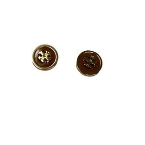 New~ Tory Burch Women's Gold-tone Crystal Logo Circle Stud Earrings